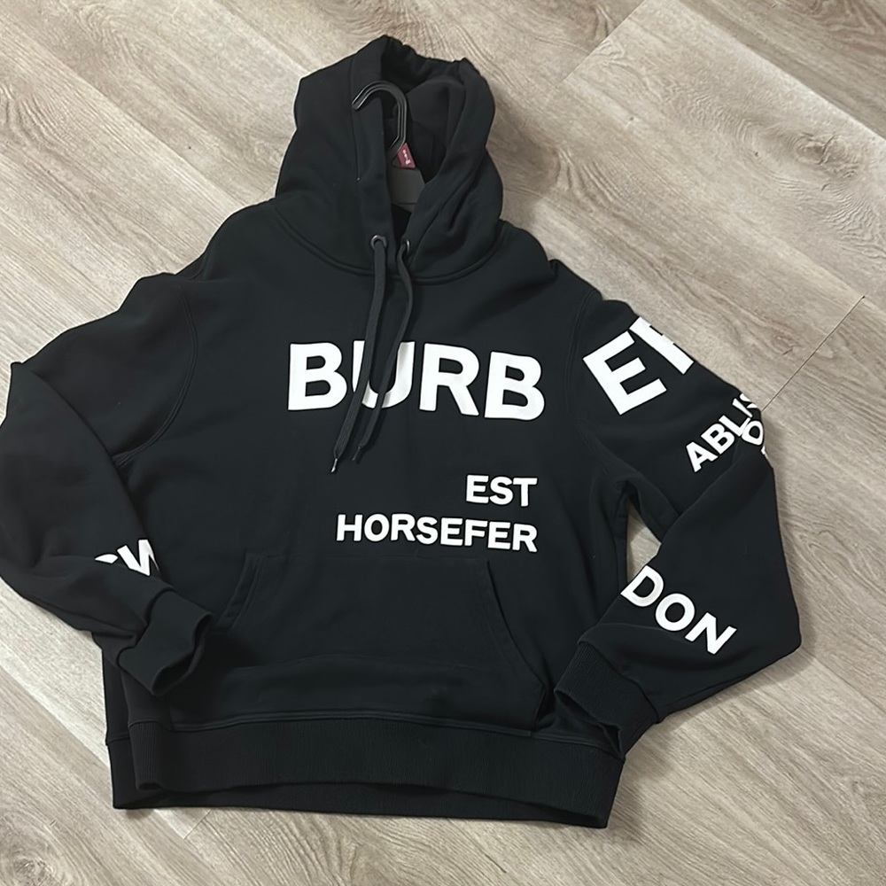 BURBERRY Black Graphic Hoodie size Large